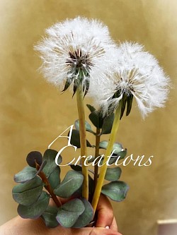 Dandelion,soffione fiore, handmade flowers,cold porcelain,polimero clay flowers, fiori fatti a mano
